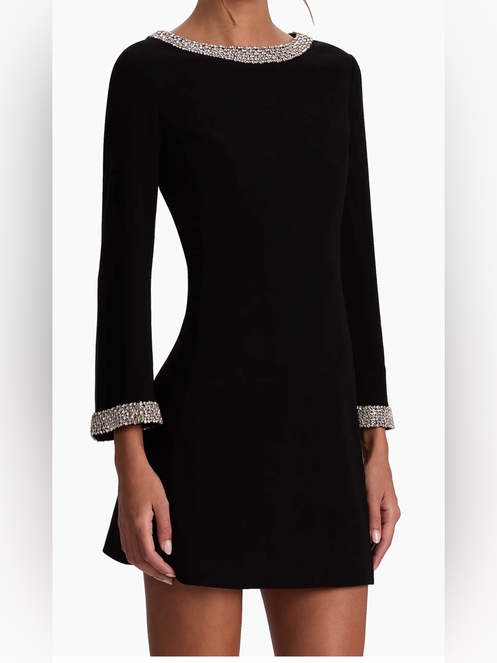 Alice + Olivia Mailynn Crystal Trim Black Mod Mini Dress Size 8 NWOT